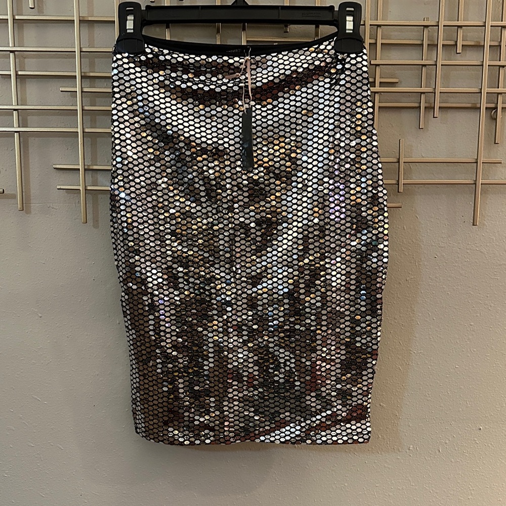 Zara Metallic Sequin Pencil Skirt